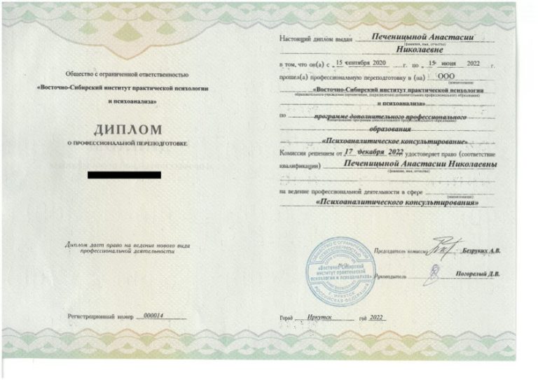 ВСИПП «Психоаналитическое консультирование», 2022